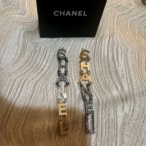 ESTATE SALE Rare Chanel Multicolor Letter Dangle Earrings
